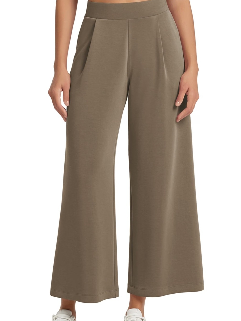 Wide Leg High-Waist Women's Pants in Olive